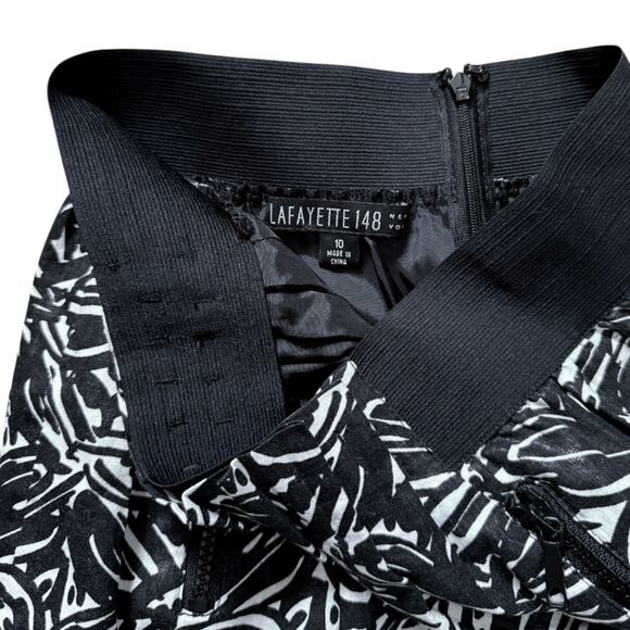 Lafayette 148 Black White Linen Skirt | Size 10 - Picture 3 of 3